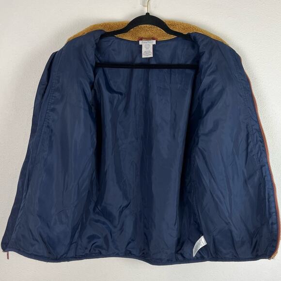 Tommy Bahamas Boys Faux Fur Jacket Fleece Full Zip Tan & Blue - Picture 3 of 6